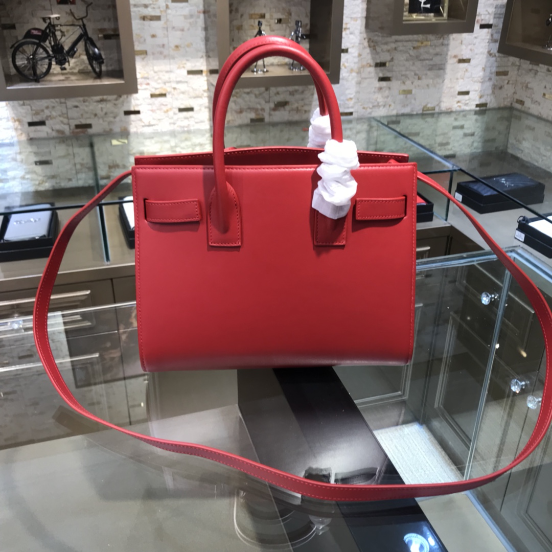 Saint Laurent Sac De Jour Baby Smooth Calfskin Handbag Shoulder Bag Red 421863 Gold